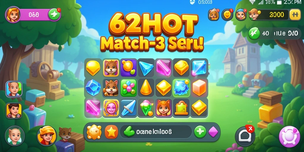 Tampilan gameplay seru 62HOT dengan berbagai kombinasi warna.