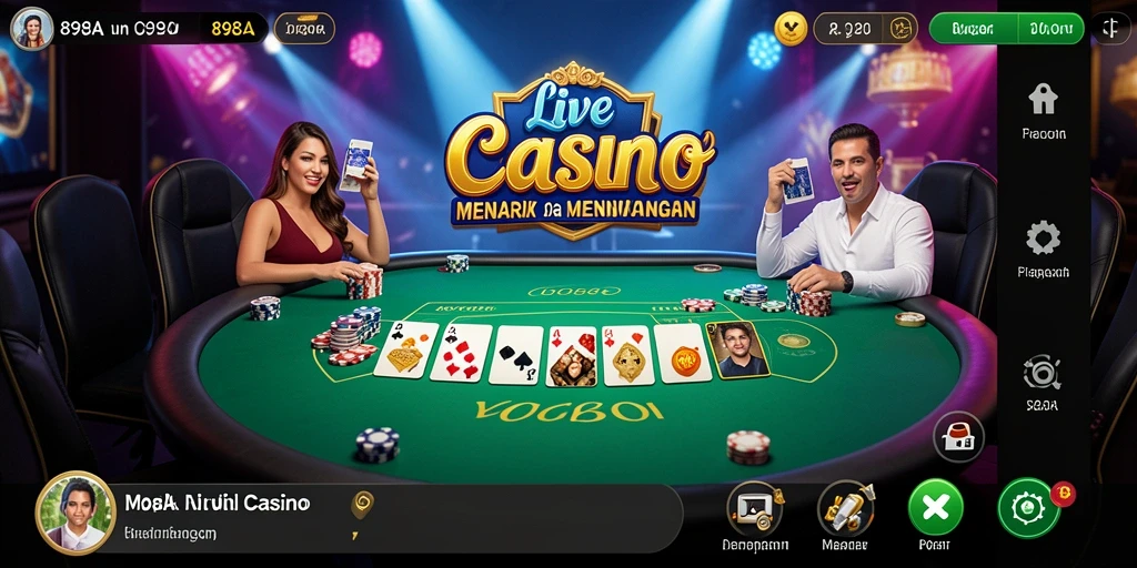 Tampilan gameplay Live Casino yang menarik dengan dealer langsung.