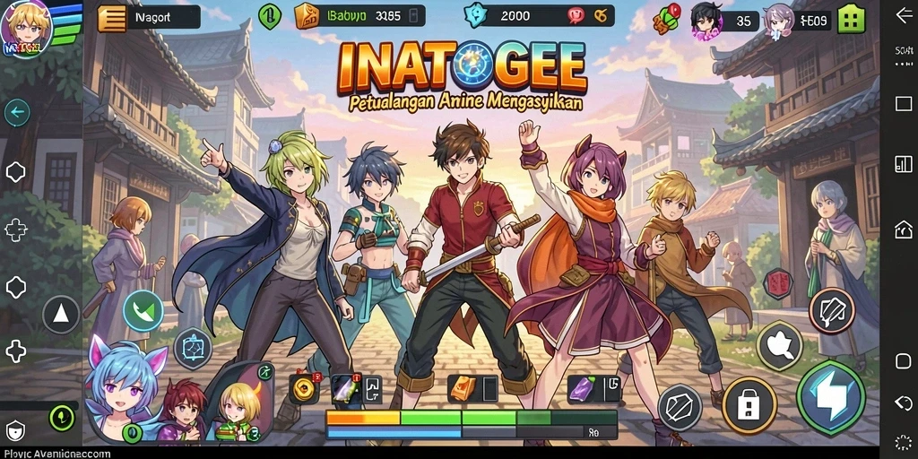 Tampilan gameplay menarik dari INATOGEL dengan karakter anime yang beragam.