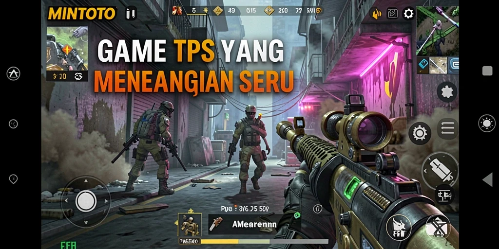 Tampilan screenshot MINTOTO menampilkan aksi seru dalam pertempuran TPS.