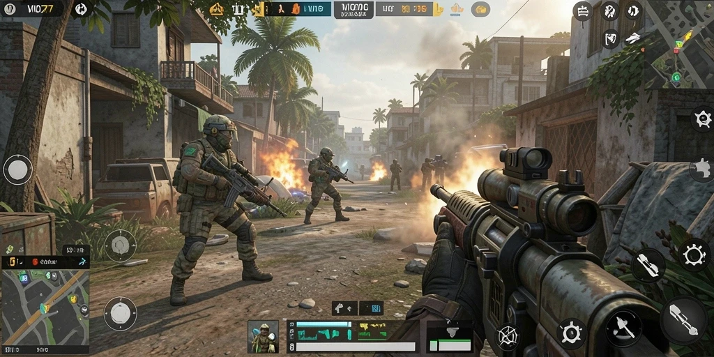 Screenshot menampilkan aksi seru dalam permainan FPS VIO77.